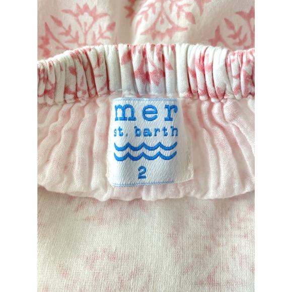Mer St Barth Girls Size 2 Dress Daphne Flutter Sleeve Pink White - Picture 4 of 4